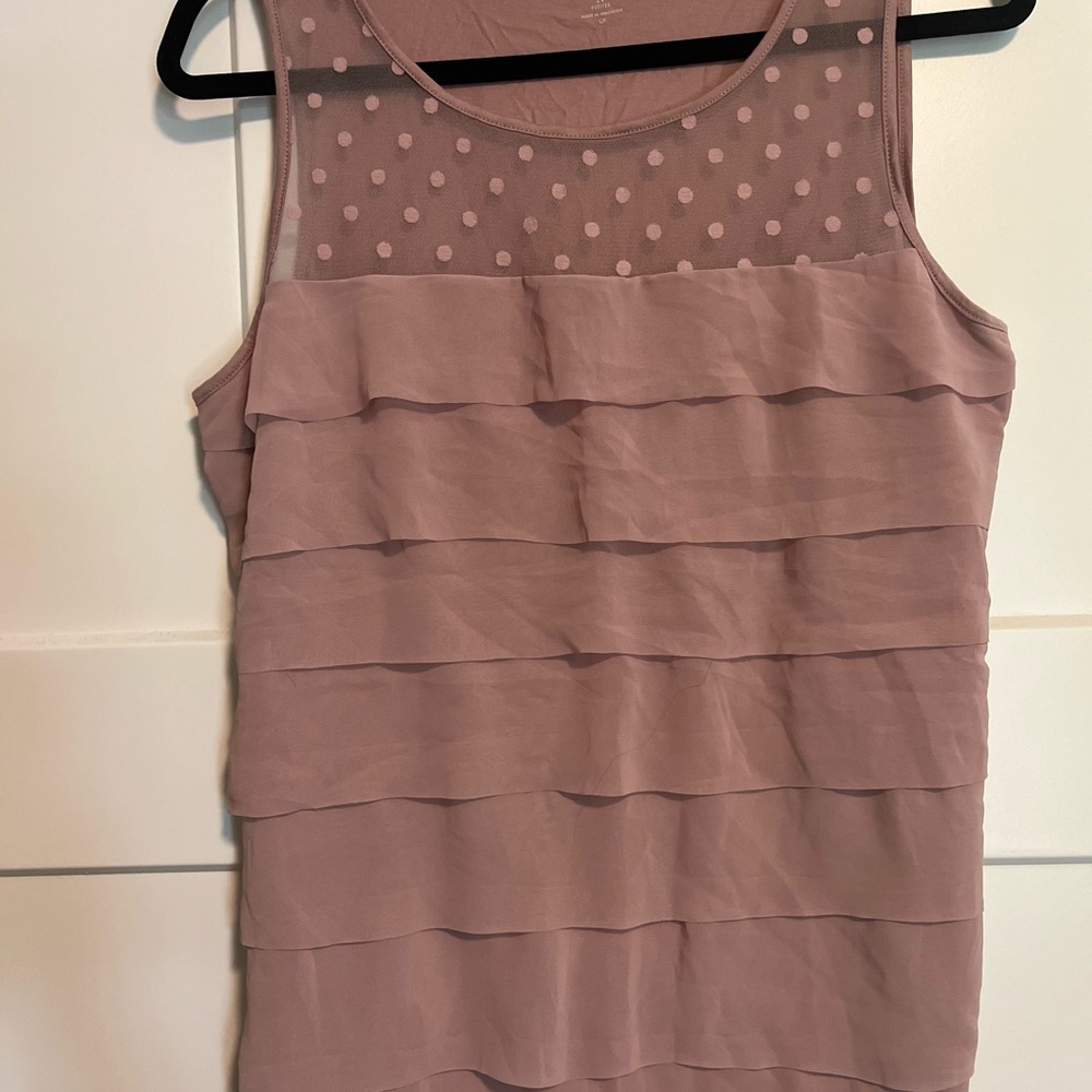 LOFT Pink Tiered Sleeveless Tank Top
